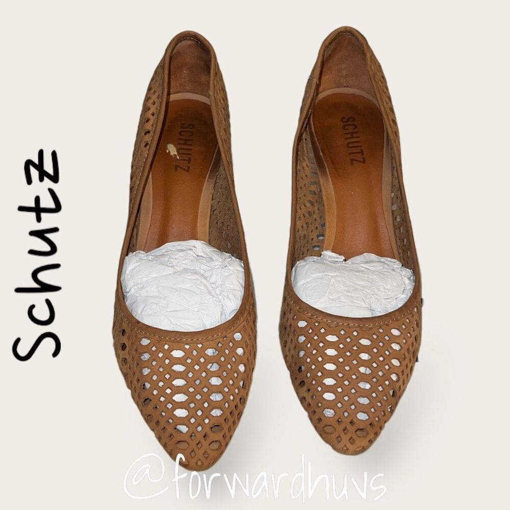 Schutz Scarpin Nobuck Biscuit Laser Cut Leather Heels Size 9 NEW - Picture 10 of 11